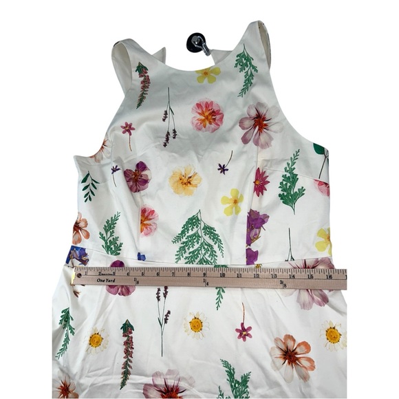 Talbots Petite Sateen Fit & Flare Dress Floral Meadow Halter Sleeveless 12P - Picture 7 of 16